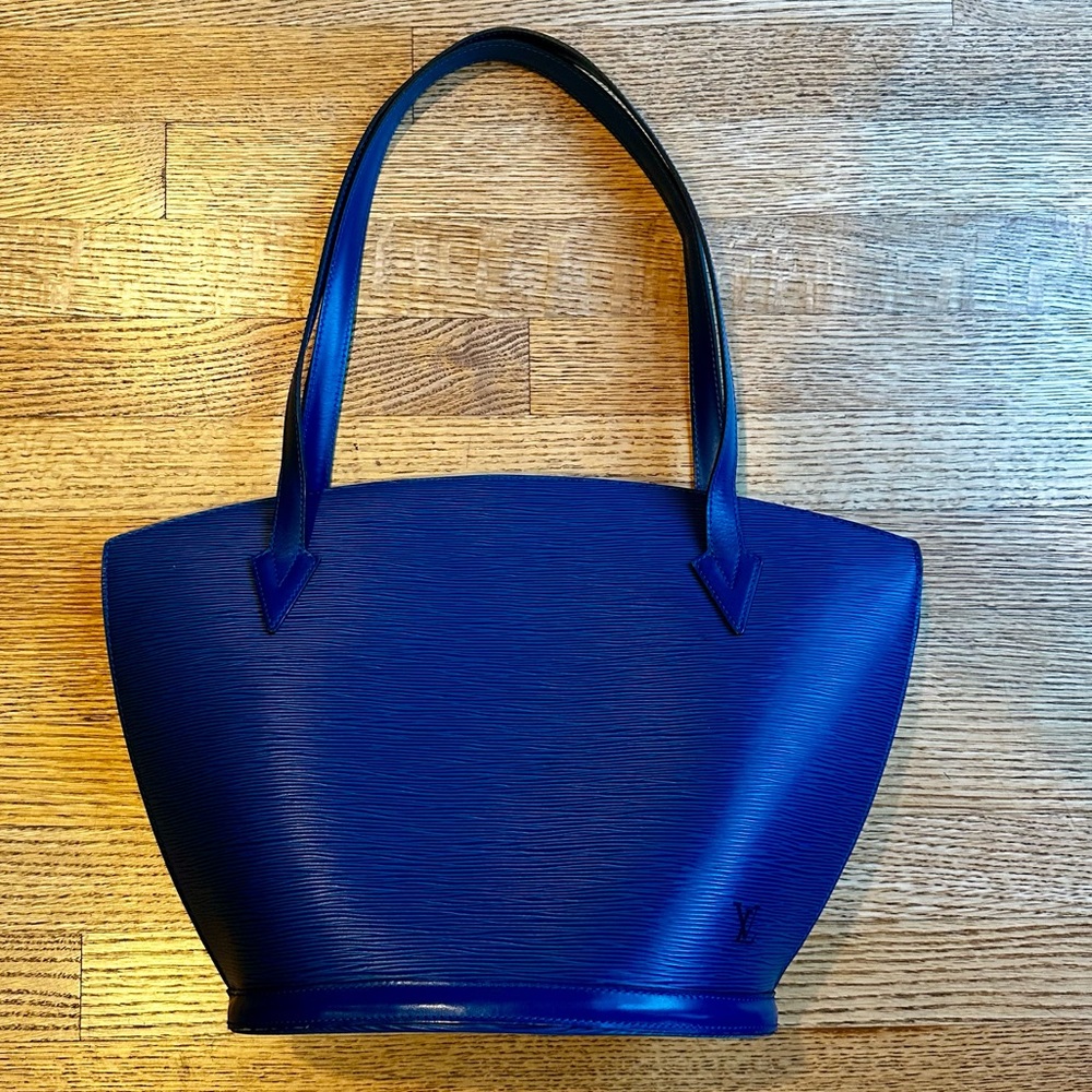 Louis Vuitton Saint Jacques Large Women's Shopping Shoulder Bag Blue Epi Leather